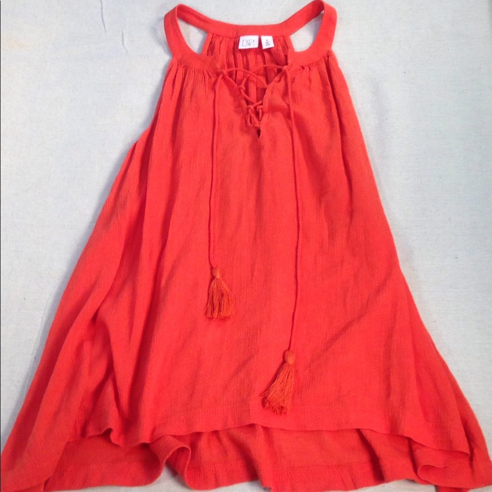 HOST PICK! BP Trapeze Tassel Lace-up Tank, Red, XS